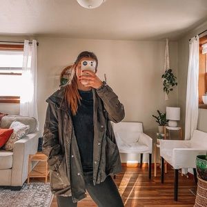 Trafaluc Zara outwear division button up coat jacket olive green